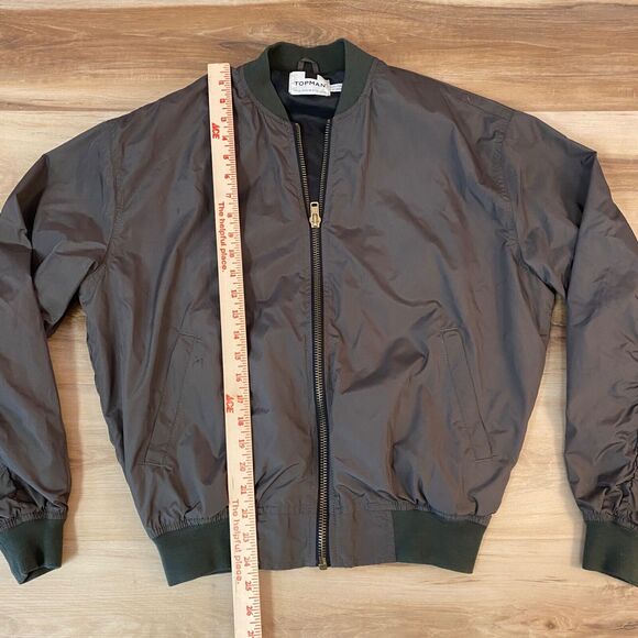 Topman Jacket Mens XS Olive Green Full Zip Windbreaker Performance Elastic Waist - Picture 5 of 10